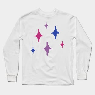 Bi Pride Sparkles Pixel Art Long Sleeve T-Shirt